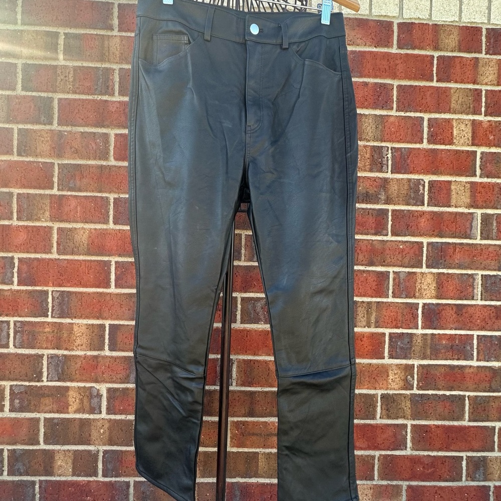 H&M Faux Leather Pants Straight Leg Minimalist Day-To-Night Evening Events 8